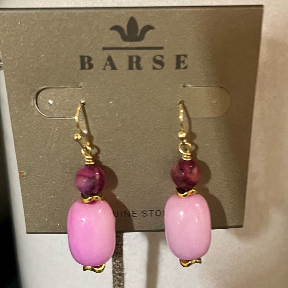 Studio Barse Pink and Purple agate & Jade, Earrings with Gold Accents #BRER